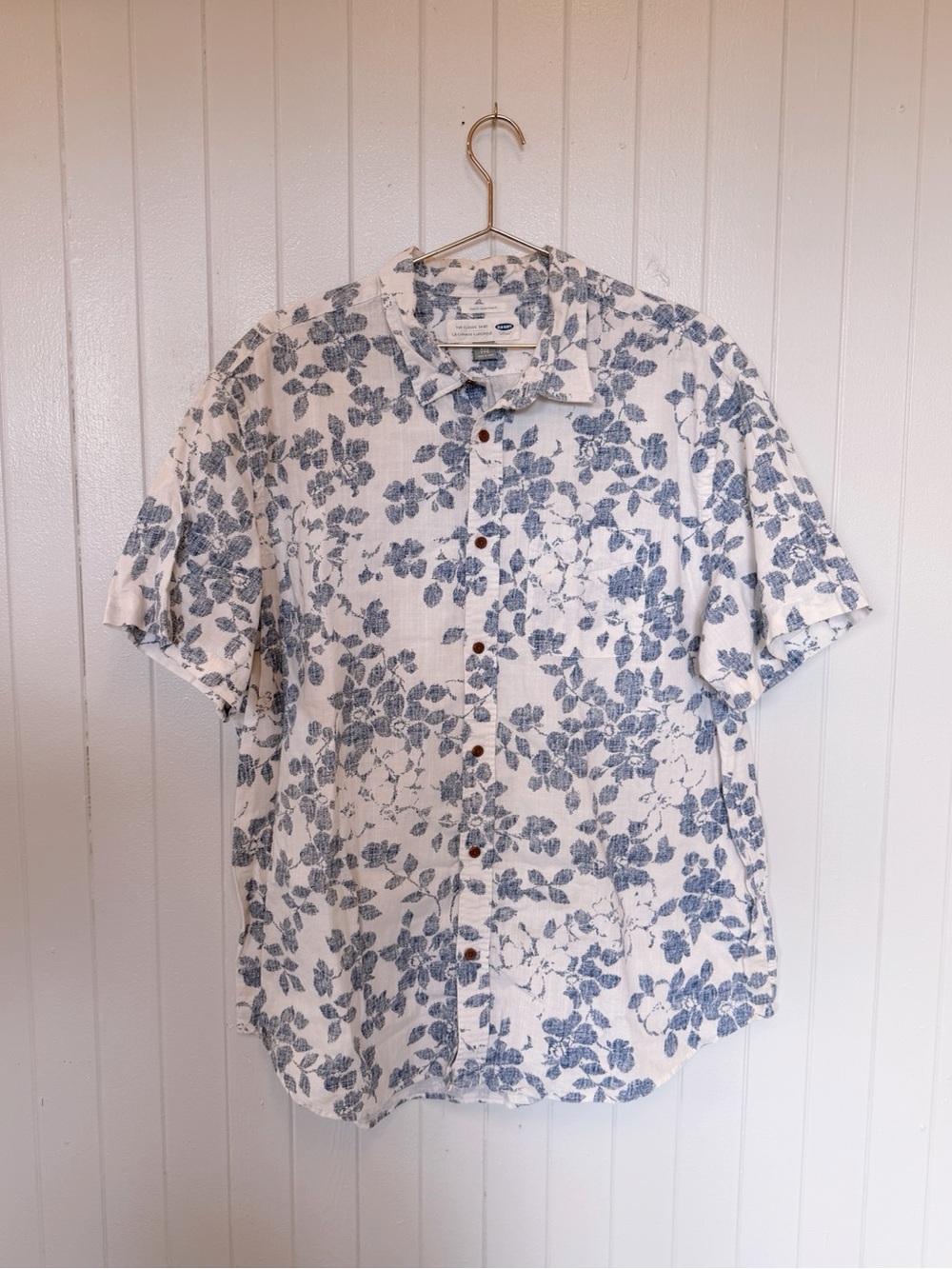Men's Cotton Floral Button-Up Shirt